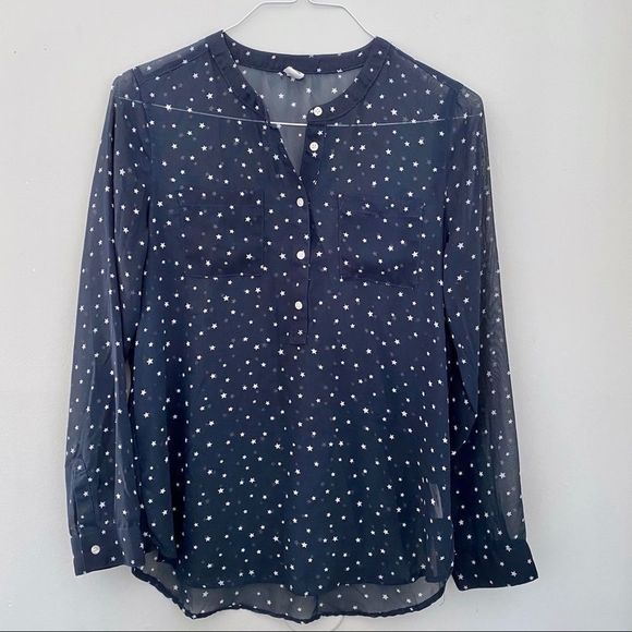 Old Navy sheer navy star print popover top - Picture 1 of 5